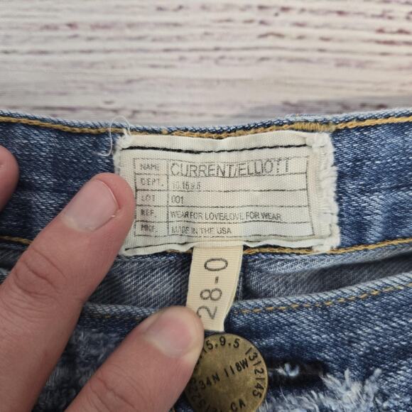 Current Elliott Jeans Womens 28 Cropped Distressed Grunge Denim Medium Wash USA - Picture 5 of 9